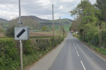 the A494 Road with mountains in distance 