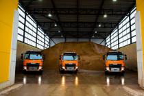 three gritters in depot